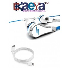 OkaeYa-ear Earphones with Mic/mute Ear Buds With Data Sync & Charging Cable For iPhone 5, 5S, 5C, 6 , 6S, 6 Plus, 7, 7 Plus, iPods & Tablets(combo )